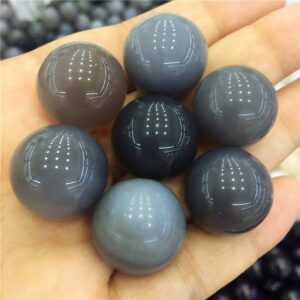 Crystal Healing~Beautiful Agate Ball Dark grey handmade Crystal Sphere Gemstone Hand Massager ball for decoration  stone healing 20mm
