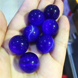 Crystal Healing~Beautiful Cat Eye Crystal Dark blue ball  home decoration 20mm 1pcs