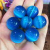 Crystal Healing~Beautiful  Cat Eye Crystal blue ball  home decoration 20mm 1pcs