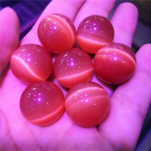 Crystal Healing~Beautiful Cat Eye Crystal orange red ball  home decoration 20mm 1pcs