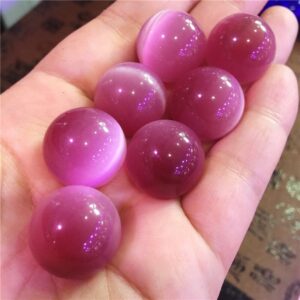 Crystal Healing~Beautiful Cat Eye Crystal pink ball  home decoration 20mm 1pcs