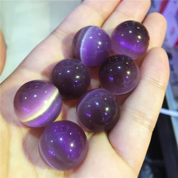 Crystal Healing~Beautiful Cat Eye Crystal purple ball home decoration 20mm 1pcs