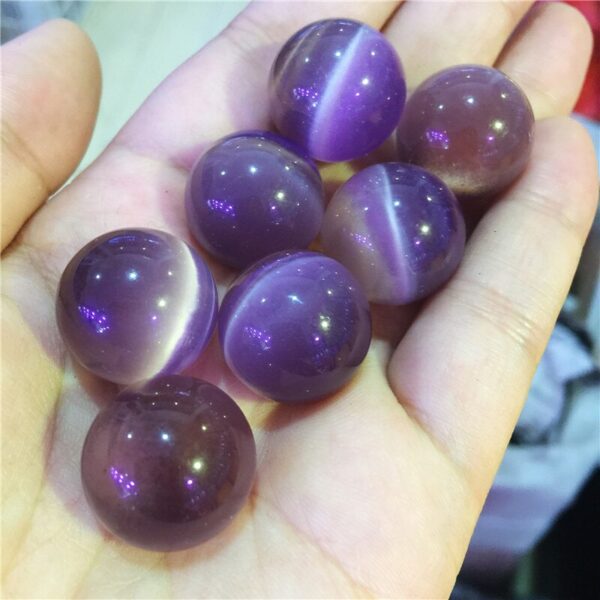 Crystal Healing~Beautiful Cat Eye Crystal purple ball home decoration 20mm 1pcs