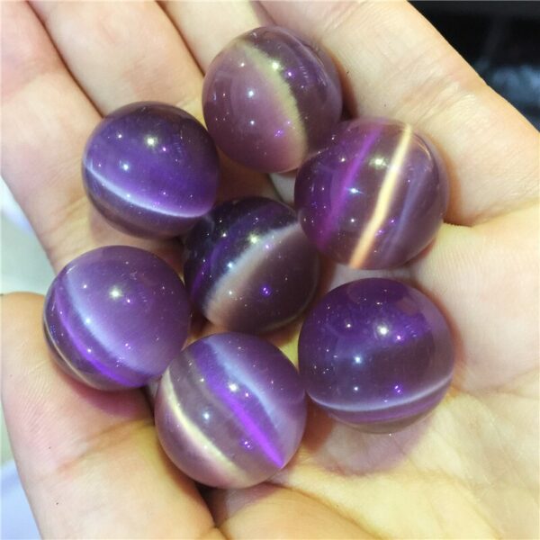 Crystal Healing~Beautiful Cat Eye Crystal purple ball home decoration 20mm 1pcs
