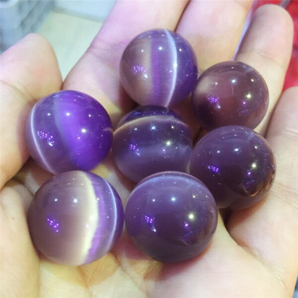 Crystal Healing~Beautiful Cat Eye Crystal purple ball home decoration 20mm 1pcs