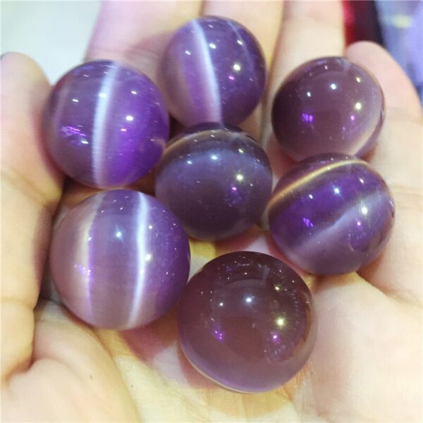 Crystal Healing~Beautiful Cat Eye Crystal purple ball home decoration 20mm 1pcs
