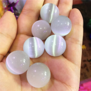Crystal Healing~Beautiful Cat Eye Crystal white ball  home decoration 20mm 1pcs