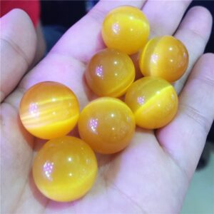 Crystal Healing~Beautiful  Cat Eye Crystal yellow ball  home decoration 20mm 1pcs