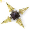 Natural Stones Pyramid Decoration 4 Points Spring Cone Pendulums Energy Healing Spiritual Meditation