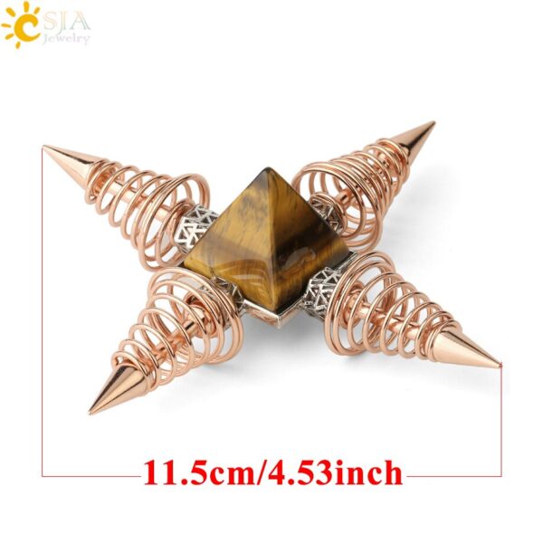 Natural Stones Pyramid Decoration 4 Points Spring Cone Pendulums Energy Healing Spiritual Meditation