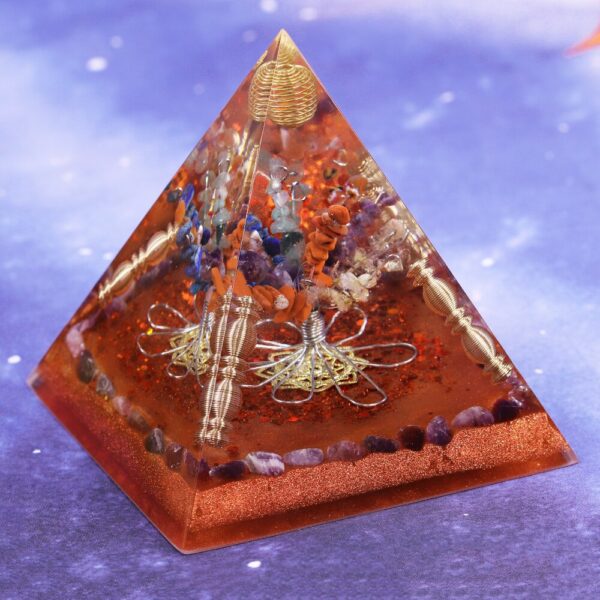 Reiki Pyramid~Chakra Orgonite Pyramid Natural Stone Reiki Healing Energy Tree Of Life Orgonite Resin Decorative