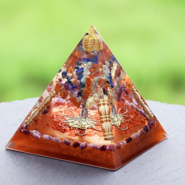 Reiki Pyramid~Chakra Orgonite Pyramid Natural Stone Reiki Healing Energy Tree Of Life Orgonite Resin Decorative