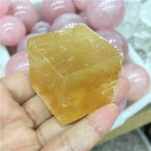 Crystal Healing~Crystal stone calcite Quartz Stone rhombus Raw Specimen natural yellow calcspar Gemstone healing