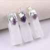 Crystal Healing~Crystals Stones Wrapped Raw Selenite Stick Wand Stone Fashion Pendant Couple Decoration DIY Gift