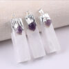 Crystal Healing~Crystals Stones Wrapped Raw Selenite Stick Wand Stone Fashion Pendant Couple Decoration DIY Gift