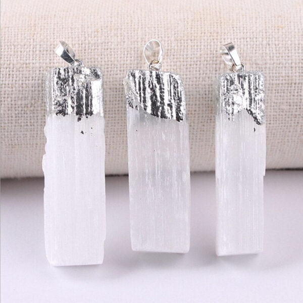 Crystal Healing~Crystals Stones Wrapped Raw Selenite Stick Wand Stone Fashion Pendant Couple Decoration DIY Gift