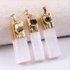 Crystal Healing~Crystals Stones Wrapped Raw Selenite Stick Wand Stone Fashion Pendant Couple Decoration DIY Gift