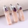 Crystal Healing~Crystals Stones orange Wrapped Raw Selenite Stick Wand Stone Fashion Pendant Couple Decoration DIY Gift