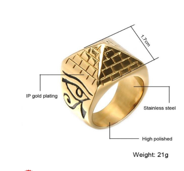 Men' Punk Egyptian Pyramid Ring Fashion Hip hop Jewelry The Eye of Horus Rings