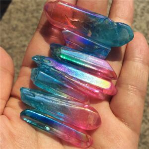 Crystal Healing~Electroplate Stone Natural Crystal Energy Column Color Plated Stone Double color Mineral Crystals