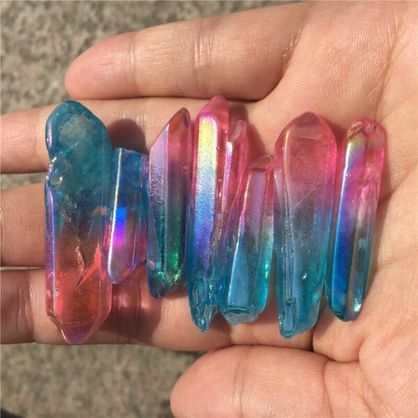 Crystal Healing~Electroplate Stone Natural Crystal Energy Column Color Plated Stone Double color Mineral Crystals