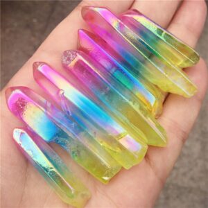 Crystal Healing~Electroplate Stone Natural Crystal Energy Column Color Plated Stone Three color Mineral Crystals