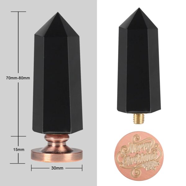 Faceted Black Obsidian Stone Handle Wax Seal Stamp With Removable Copper Head For Craft Wedding Invitation Envelop