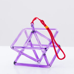 Purple merkaba  Crystal Singing Pyramid for Healing Energy with String and Crystal Wand