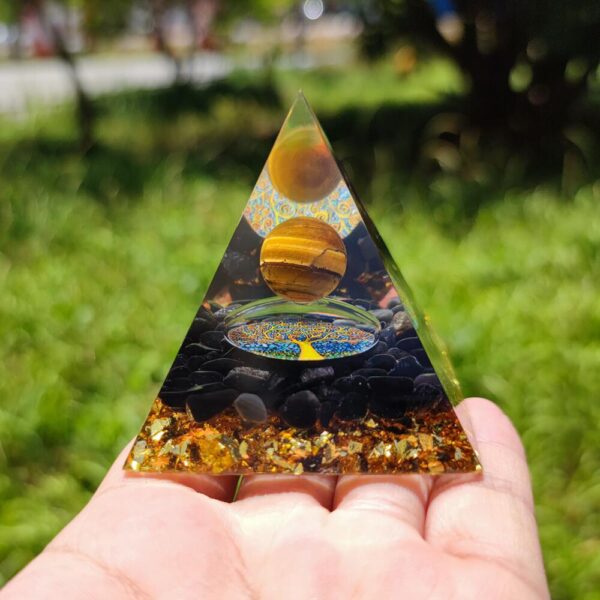 Handmade 60mm Orgone Pyramid Tiger Eye Crystal Sphere Obsidian Quartz