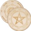 15cm disc wooden pendulum plate moon gold divination energy carving board healing meditation  decoration metaphysical altar - Avsso