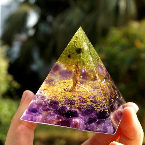 Orgone Pyramid~HANDMADE AMETHYST TREE OF LIFE ORGONE PYRAMID 60MM