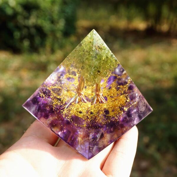 Orgone Pyramid~HANDMADE AMETHYST TREE OF LIFE ORGONE PYRAMID 60MM