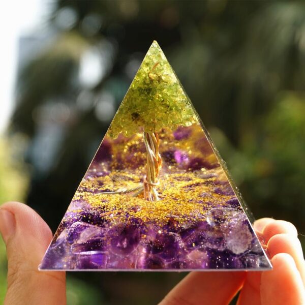 Orgone Pyramid~HANDMADE AMETHYST TREE OF LIFE ORGONE PYRAMID 60MM