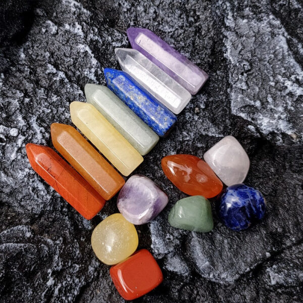 14pcs/Set Reiki Natural Chakra Stones Irregular Polishing Rock Yoga Mineral Energy Healing Quartz Crystal Wand Home Decoration