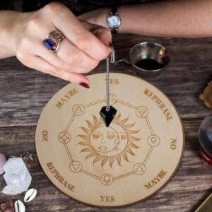 15cm disc wooden pendulum plate moon gold divination energy carving board healing meditation  decoration metaphysical altar - Avsso