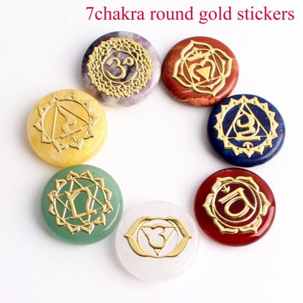 Crystal Set~High Quality Set of 7 Chakra Stones Symbols Stone Set Palm Natural Stone Crystal Gemstones Fengshui Decor Reiki Healing
