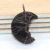 Natural Gnergy Gemstone~ Antique Copper Wire Wrap Tree of Life Chakra Natural Black Agates Crescent Moon Stone Pendant Women Men Jewelry