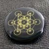 Natural Gnergy Gemstone~ Natural Healing Crystal Quartz Carve Rune Stone Pendant Round Chakra Flower of Life metatrone's cube Reiki Stone Pendants