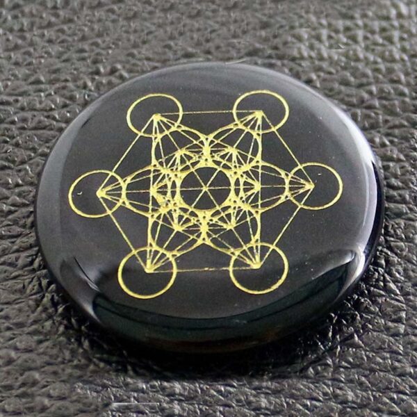 Natural Gnergy Gemstone~ Natural Healing Crystal Quartz Carve Rune Stone Pendant Round Chakra Flower of Life metatrone's cube Reiki Stone Pendants
