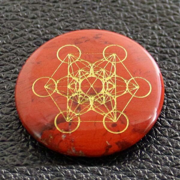 Natural Gnergy Gemstone~ Natural Healing Crystal Quartz Carve Rune Stone Pendant Round Chakra Flower of Life metatrone's cube Reiki Stone Pendants