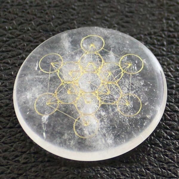 Natural Gnergy Gemstone~ Natural Healing Crystal Quartz Carve Rune Stone Pendant Round Chakra Flower of Life metatrone's cube Reiki Stone Pendants