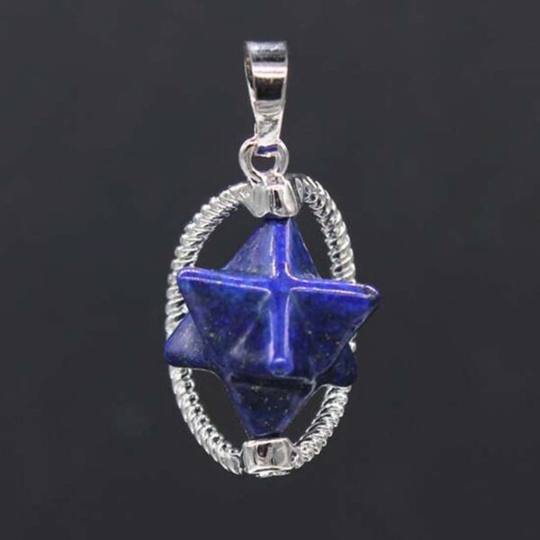 Natural Gnergy Gemstone~ Natural Merkaba Stones Pendants Healing Rock Crystal  Lapis Lazuli Reiki Stone Pendant For Meditation Jewelry