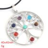 Natural Gnergy Gemstone~ Popular Silver Plated 7 Chakra Stone Beads Healing Balance Round Tree of Life ReiKi Chakra Pendant Fashion Women Men Jewelry