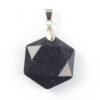 Natural Gnergy Gemstone~ Silver Plated Hexagon Hexagram Section Meditation Lucky Star of David Stone Pendant For New Year Blue Sand Stone Jewelry