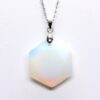 Natural Gnergy Gemstone~ Silver Plated Hexagram Hexagon Section Stone Lucky Star of David Amulet Opalite Opal Stone Pendant Jewelry