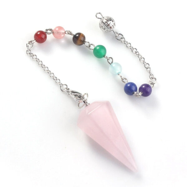 Natural Gnergy Gemstone~ Silver Plated Natural Healing Crystal Quartz Hexagon Pyramid Chakra Stones Beads Chain Pendulum Stone Pendant  Jewelry