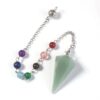 Natural Gnergy Gemstone~ Silver Plated Natural Healing Crystal Quartz Hexagon Pyramid Chakra Stones Beads Chain Pendulum Stone Pendant  Jewelry