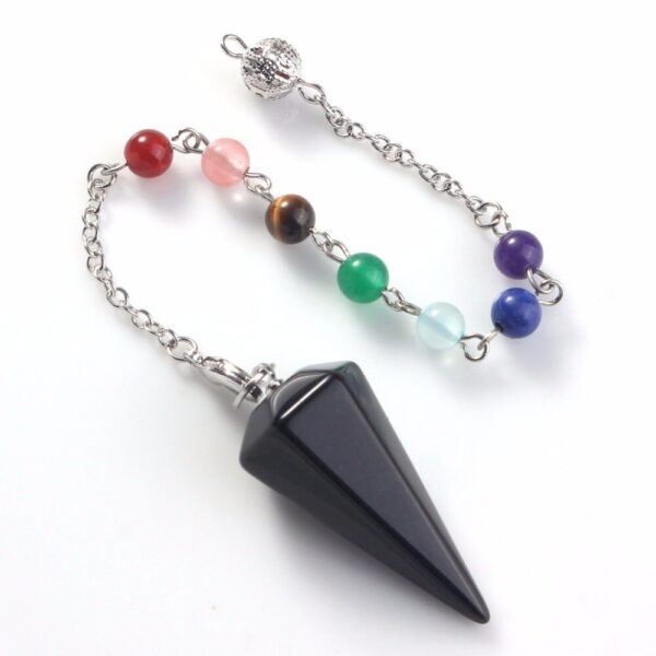 Natural Gnergy Gemstone~ Silver Plated Natural Healing Crystal Quartz Hexagon Pyramid Chakra Stones Beads Chain Pendulum Stone Pendant  Jewelry