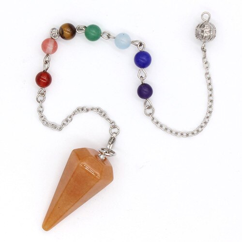 Natural Gnergy Gemstone~ Silver Plated Natural Healing Crystal Quartz Hexagon Pyramid Chakra Stones Beads Chain Pendulum Stone Pendant  Jewelry