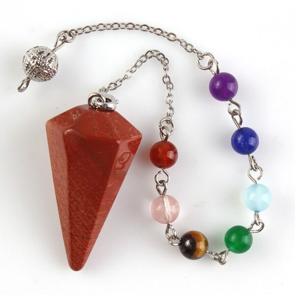 Natural Gnergy Gemstone~ Silver Plated Natural Healing Crystal Quartz Hexagon Pyramid Chakra Stones Beads Chain Pendulum Stone Pendant  Jewelry